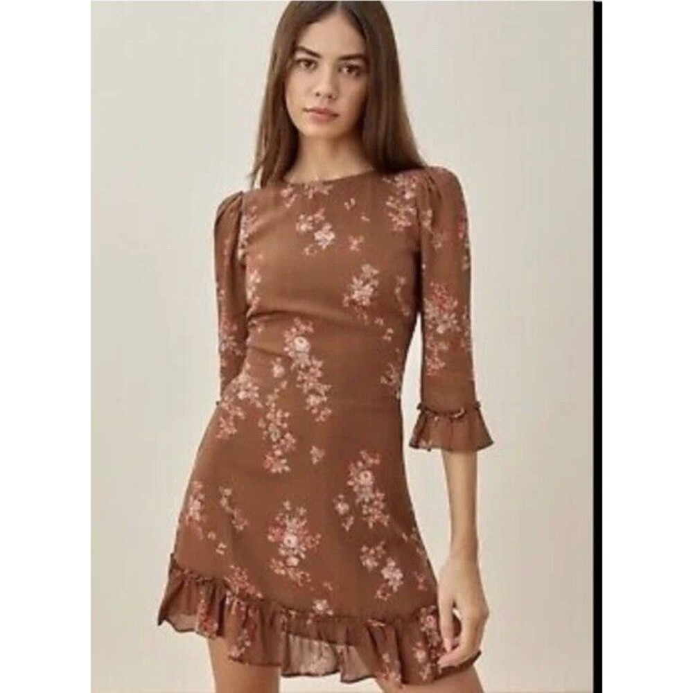 Reformation Brown Floral Mini Dress